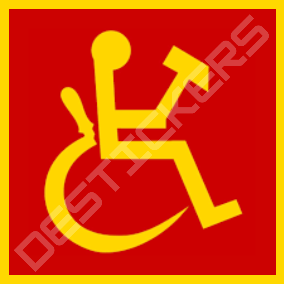 50 Disabled Hammer And Sickle Stickers 7 x 7 cm