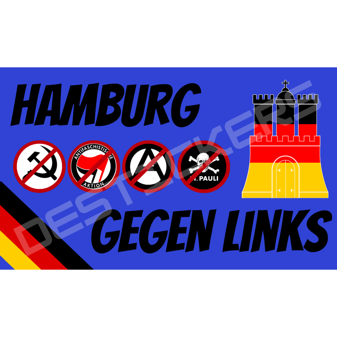 50 Hamburg Against The Left Stickers 10 x 6 cm