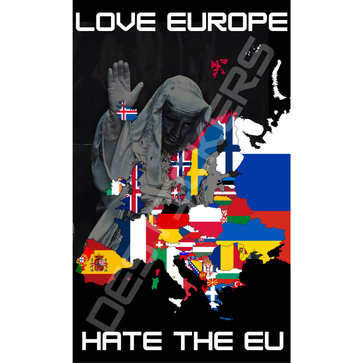 50 Love Europe Hate The EU Aufkleber 6 x 10 cm