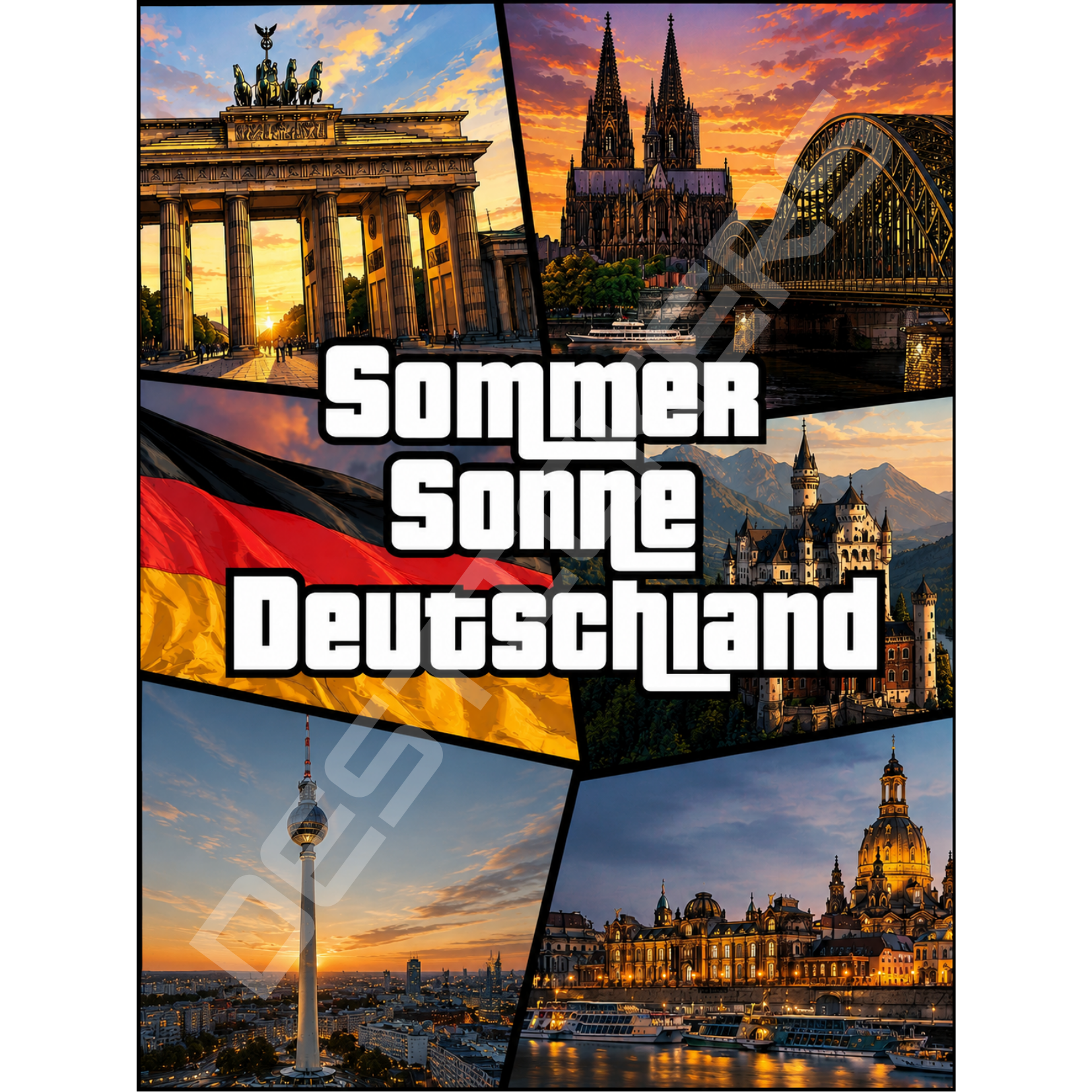 20 XL Sommer Sonne Deutschland Aufkleber 14,8 x 10,5cm